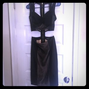 Bebe black mesh cutout dress